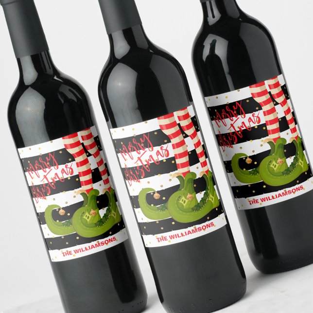Etiqueta Para Botella De Vino Navidades de Whimsical Elf Legs (Subido por el creador)