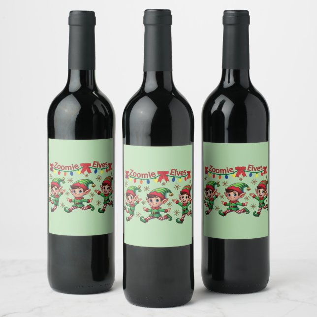 Etiqueta Para Botella De Vino Navidades de Zoomie Elves (Botellas)