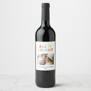 Etiqueta Para Botella De Vino Navidades del collage de fotos arcoiris colorido y
