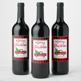 Etiqueta Para Botella De Vino Navidades del guión del pincel Trucos vintage Red