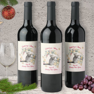 Etiqueta Para Botella De Vino Navidades del personalizado Funny Cat Botanical Ho