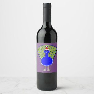 Etiqueta Para Botella De Vino Navidades divertidos Peacock