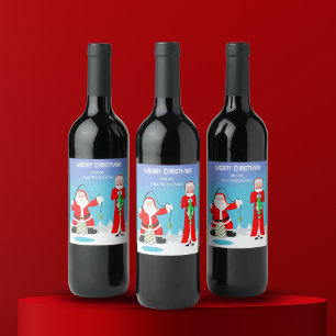 Etiqueta Para Botella De Vino Navidades divertidos, Sra. Claus Beats Santa, En P