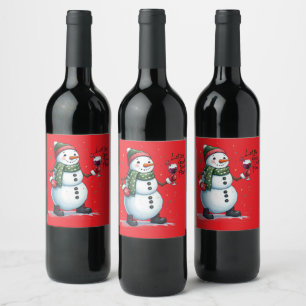 Etiqueta Para Botella De Vino Navidades divertidos y snowman buenos tiempos romp