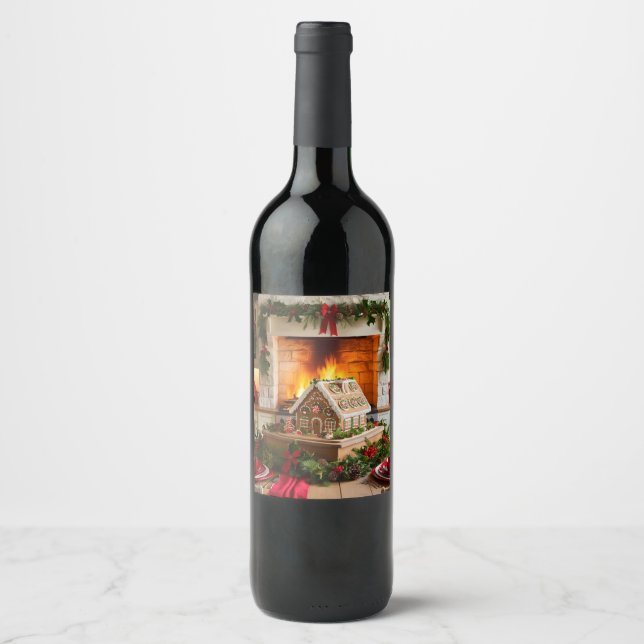 Etiqueta Para Botella De Vino Navidades Elegancia (Anverso)
