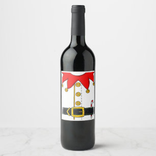 Etiqueta Para Botella De Vino Navidades Elf Costume graciosa camiseta navideña