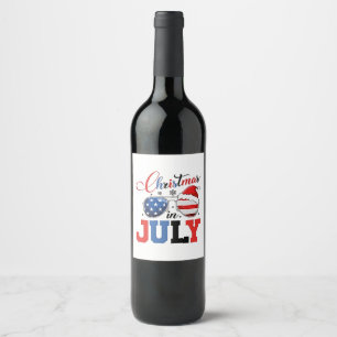Etiqueta Para Botella De Vino Navidades en Julio Funny Santa Xmas 4h de Julio