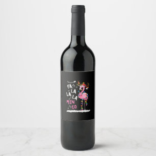 Etiqueta Para Botella De Vino Navidades - Fa-La-Mingo Flamingo Con Navidades