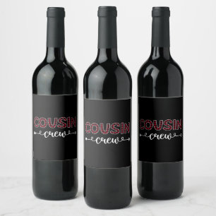 Etiqueta Para Botella De Vino Navidades familiares de patrón de búfalo de la tri