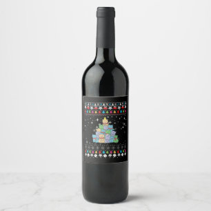 Etiqueta Para Botella De Vino Navidades feos del árbol del gato navidades