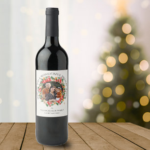 Etiqueta Para Botella De Vino Navidades florales bonitos Flores rojas Regalo de 