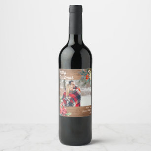 Etiqueta Para Botella De Vino Navidades florales rusticos de Woodland foto