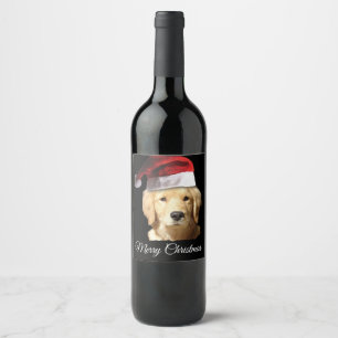 Etiqueta Para Botella De Vino Navidades Golden Retriever