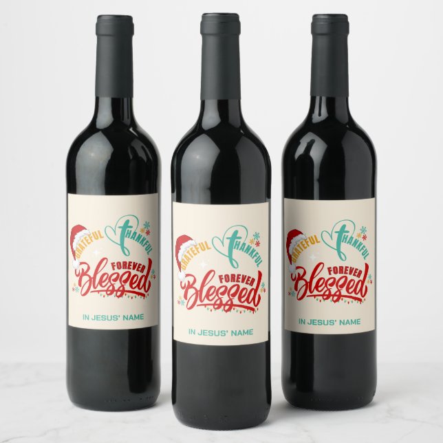 Etiqueta Para Botella De Vino Navidades GRACIAS GRACIAS BENDECIDIDOS cristianos (Botellas)