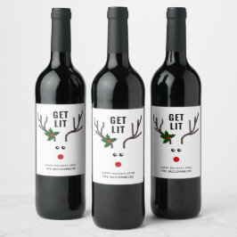 Etiqueta Para Botella De Vino Navidades graciosos reciben renos rojos blancos