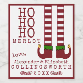 Etiqueta Para Botella De Vino Navidades Ho Ho Ho Ho Merlot con etiqueta de vino 