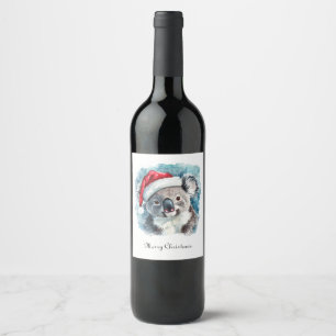 Etiqueta Para Botella De Vino Navidades Koala, personalizable