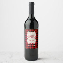 Etiqueta Para Botella De Vino Navidades Lumberjack Fiesta Red Buffalo Wood