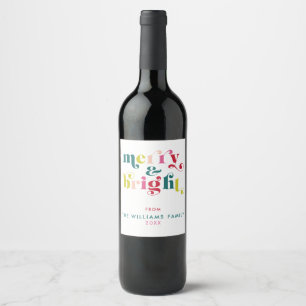 Etiqueta Para Botella De Vino Navidades Merry y Brillantes Modernos De Varios Co