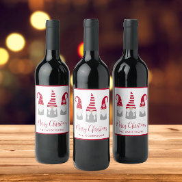 Etiqueta Para Botella De Vino Navidades Nordic Gnomes Holiday