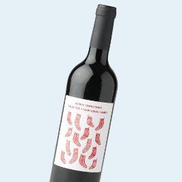 Etiqueta Para Botella De Vino Navidades nórdicos Patrón rojo y blanco