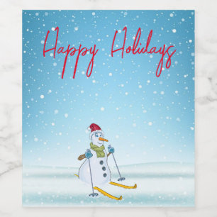 Etiqueta Para Botella De Vino Navidades perfectos Snowman