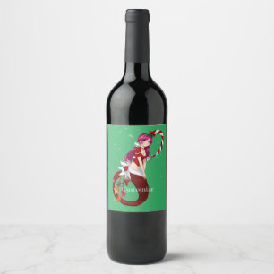 Etiqueta Para Botella De Vino Navidades Pixie Mermaid Thunder_Cove