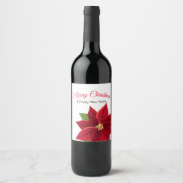 Etiqueta Para Botella De Vino Navidades Poinsettia