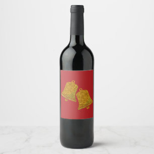 Etiqueta Para Botella De Vino Navidades purpurinas Bells