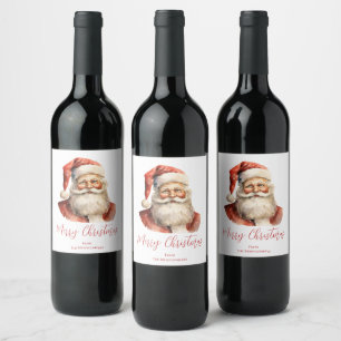 Etiqueta Para Botella De Vino Navidades Retro Santa Claus