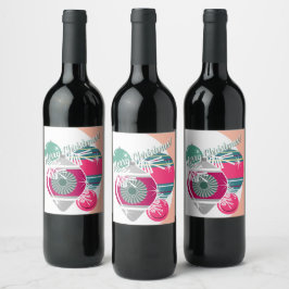 Etiqueta Para Botella De Vino Navidades Retro Shiny Brite Ornamets