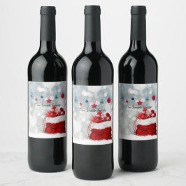 Etiqueta Para Botella De Vino Navidades rojos