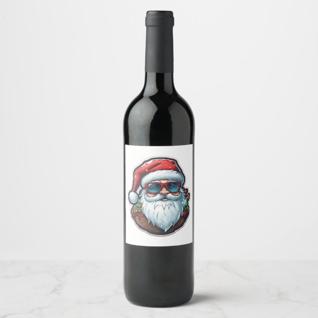 Etiqueta Para Botella De Vino Navidades Santa (Anverso)