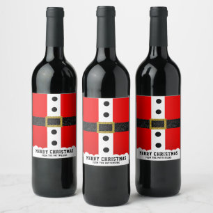 Etiqueta Para Botella De Vino Navidades Santa Suit Graciosa correa Purpurina mod