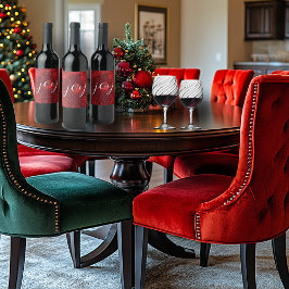 Etiqueta Para Botella De Vino Navidades se alegran de que las copas de nieve roj