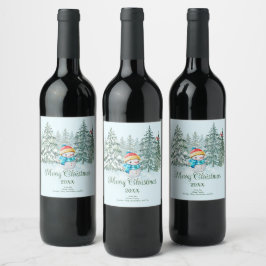 Etiqueta Para Botella De Vino Navidades Snowman