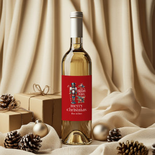 Etiqueta Para Botella De Vino Navidades Tema Nutcracker Retro Tipografía Vino L