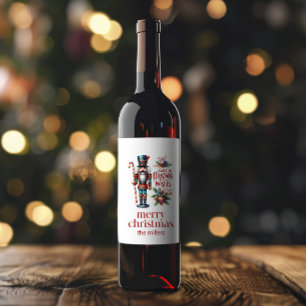 Etiqueta Para Botella De Vino Navidades Tema Nutcracker Retro Tipografía Vino L