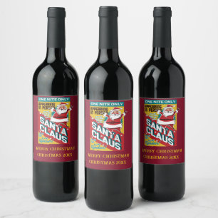 Etiqueta Para Botella De Vino Navidades una noche sólo Papá Noel en persona