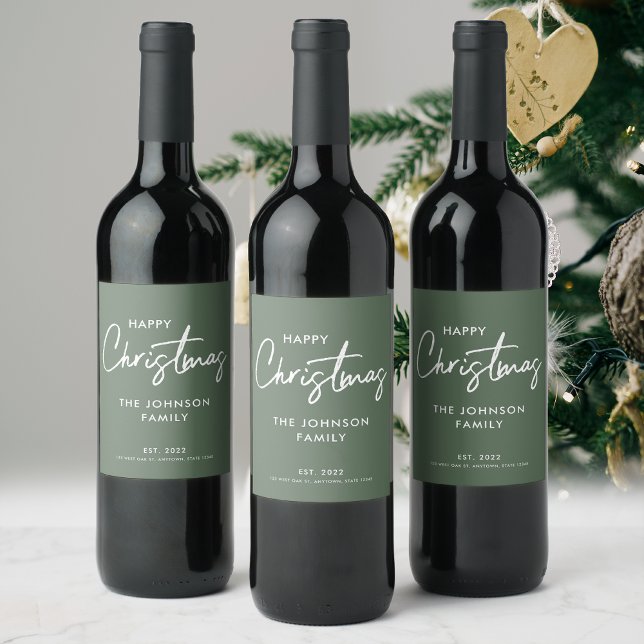 Etiqueta Para Botella De Vino Navidades verdes modernos (Subido por el creador)