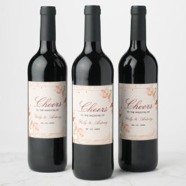 Etiqueta Para Botella De Vino Nebulosa Otoñal de Terracota Soñadora Boda