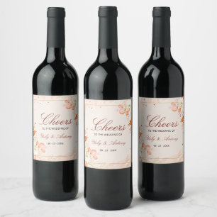 Etiqueta Para Botella De Vino Nebulosa Otoñal de Terracota Soñadora Boda