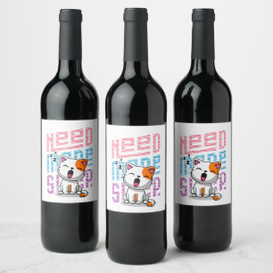 Etiqueta Para Botella De Vino Necesita más sueño   Divertida expresión de bostez