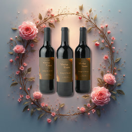 Etiqueta Para Botella De Vino Negrita Boda retro de los años 70