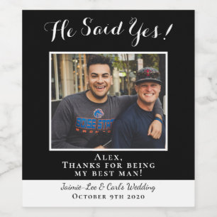 Etiqueta Para Botella De Vino Negro Gracioso Dijo Sí Foto Gracias Mejor Hombre