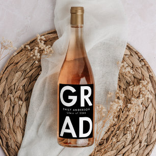 Etiqueta Para Botella De Vino Negro   Graduación negrita