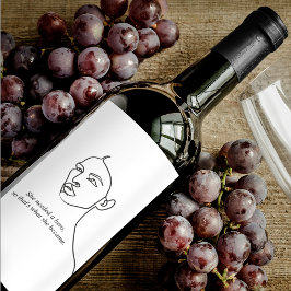 Etiqueta Para Botella De Vino Negro Mínimo Se Convirtió En Chica De Inspiración