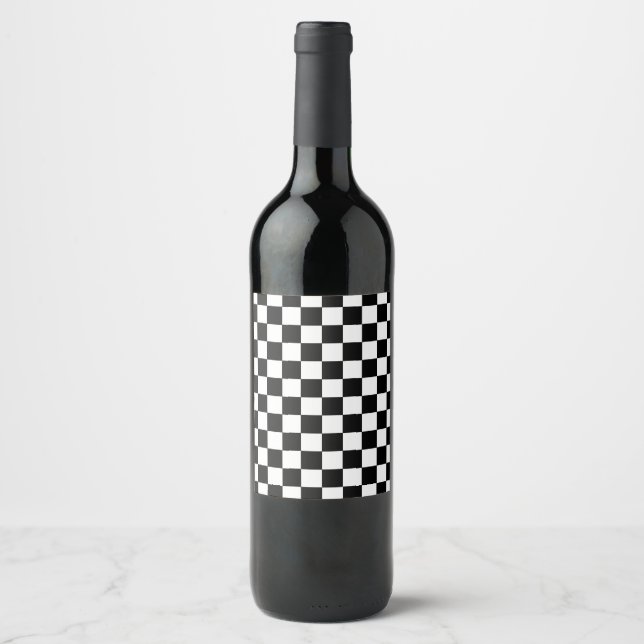Etiqueta Para Botella De Vino Negro y blanco controlado (Anverso)