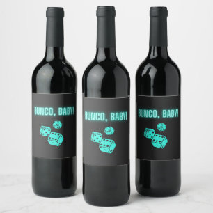 Etiqueta Para Botella De Vino Neon Aqua Bunco Baby