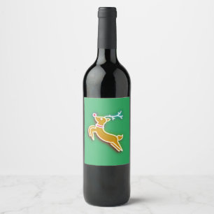 Etiqueta Para Botella De Vino Neon Reindeer